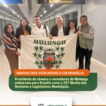 Comitiva de vereadores de Mulungu posando para foto no saguão do aeroporto antes do embarque para Brasília.