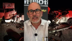 Acidente entre três veículos deixa empresário morto e motociclista gravemente ferido
