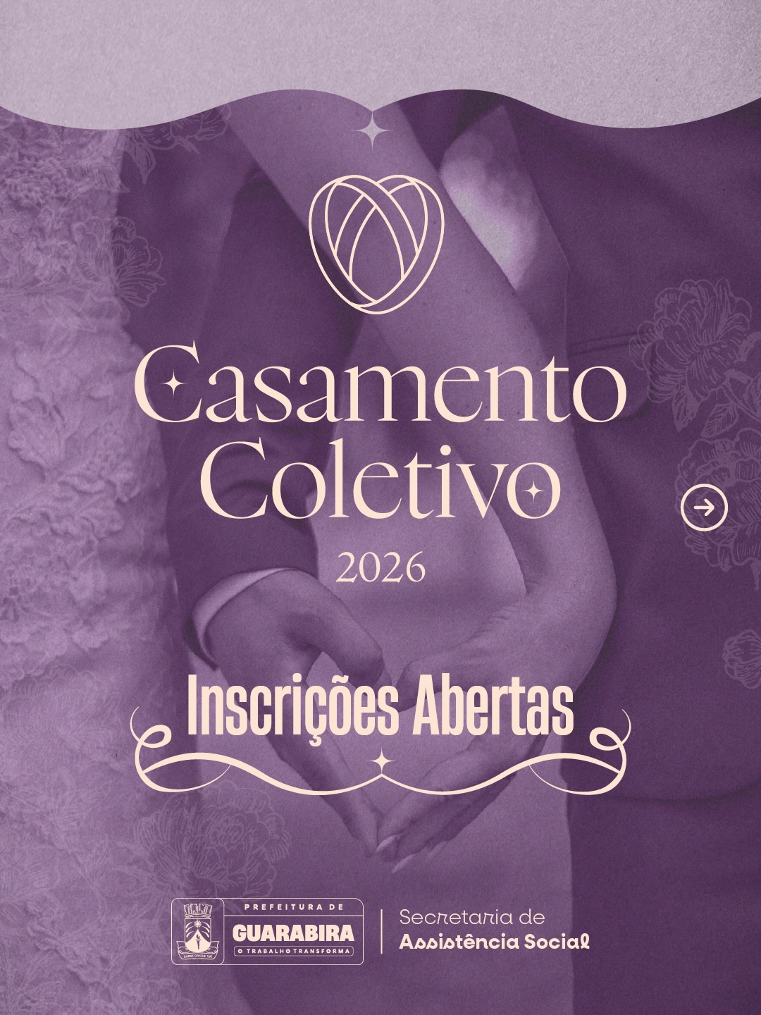 Inscrições para o Casamento Coletivo 2026 são abertas em Guarabira